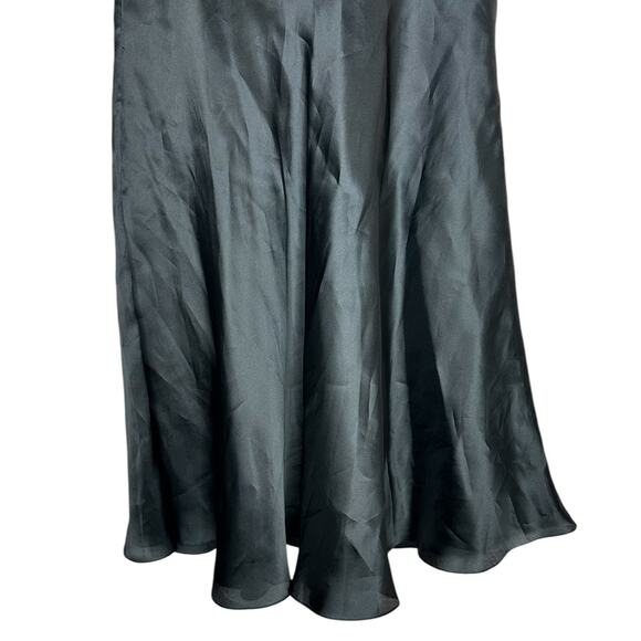 St. John Evening Black 100% Silk Midi Flowy Lined Skirt Side Zipper Size 12 - Picture 9 of 12